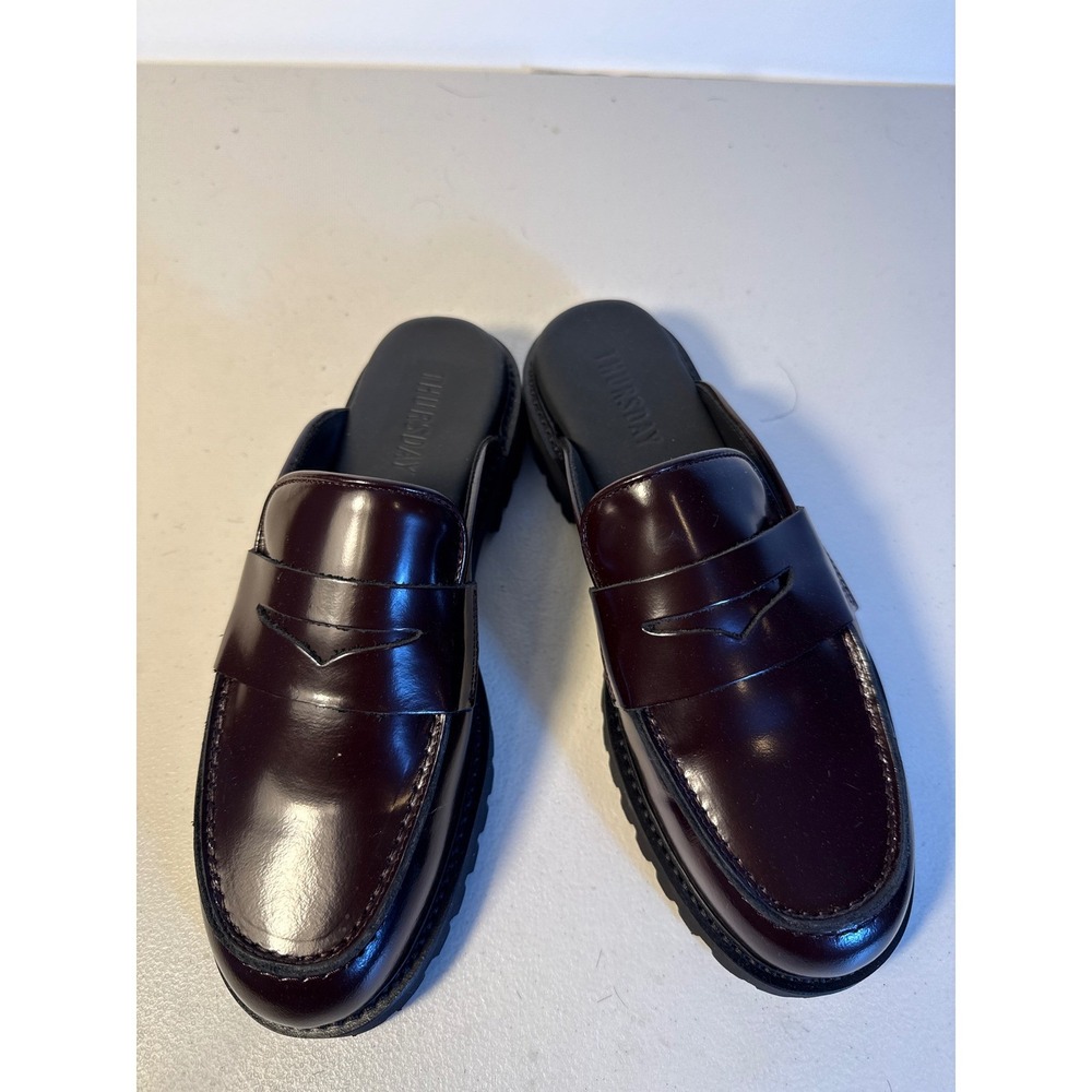 Thursday Boot Company Women's Burgundy Leather Penny Mules